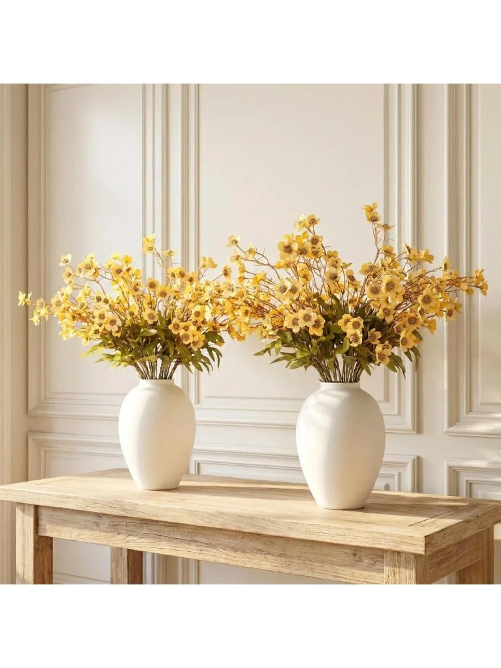 9 Inch Tall White Ella Flower Vase For Modern Farmhouse Table Shelf Decorations